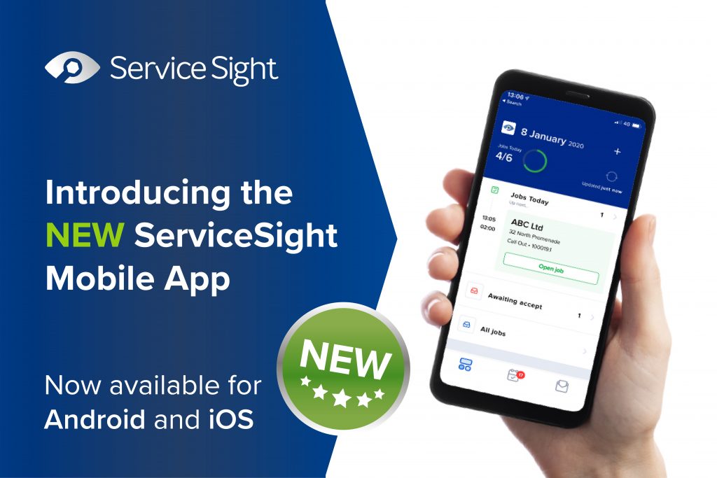 text and mobile image explaining the new ServiceSight mobile app