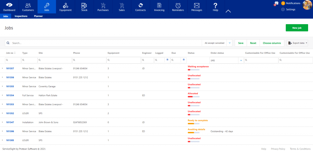 ServiceSight work order management