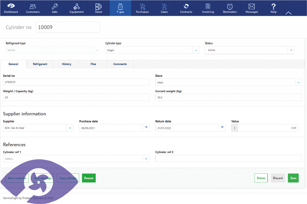 F-Gas software being used for gas cylinder management